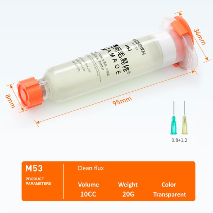 Флюс паста для пайки Amaoe M53-10CC улучшенная версия, прозрачная (20 g)