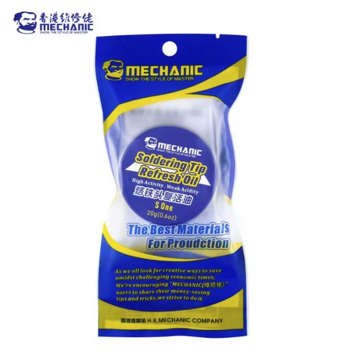 Масло для очистки восстановления жал паяльника Mechanic S One, 20г