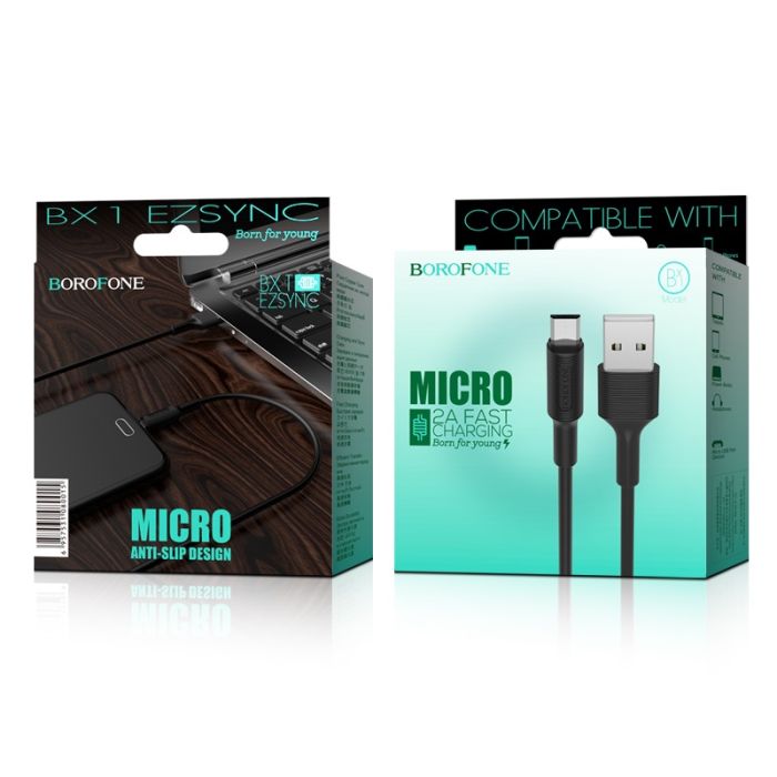 Кабель Borofone BX1 USB to MicroUSB 1m чорний