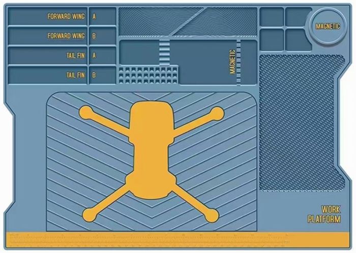 Килимок пластичний ПВХ TE-619 для ремонту смартфонів, дронів, техніки / 515x365 мм / 120°C / Blue