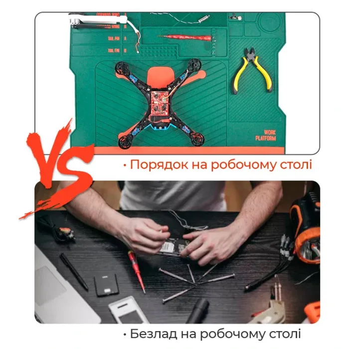 Килимок пластичний TELIJIA TE-619 для ремонту смартфонів, дронів, техніки / 515x365 мм / ПВХ 120°C / Green