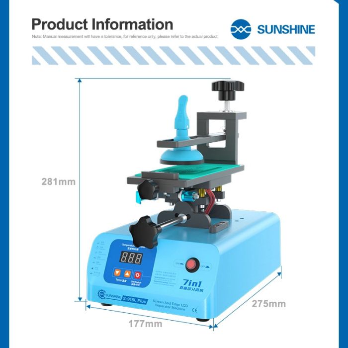 Сепаратор Sunshine S-918L Plus 7 в 1 для ремонту смартфонів / нагрів, поділ дисплея, видалення OCA клею