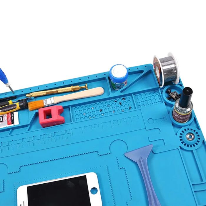 Силіконовий килимок Mechanic V55 термостійкий для ремонту смартфонів, ноутбуків, техніки / 450x300 мм Blue