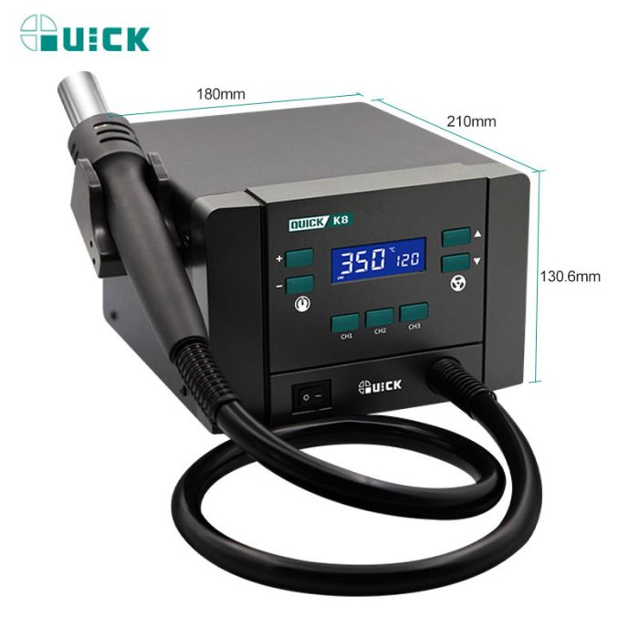 Термоповітряна паяльна станція QUICK K8 1000 Вт / 100-500°С / 50 л/хв