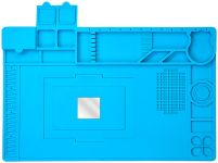 Силиконовый коврик TE-607 / мат термостойкий для пайки, ремонта техники / 460x300 мм Blue