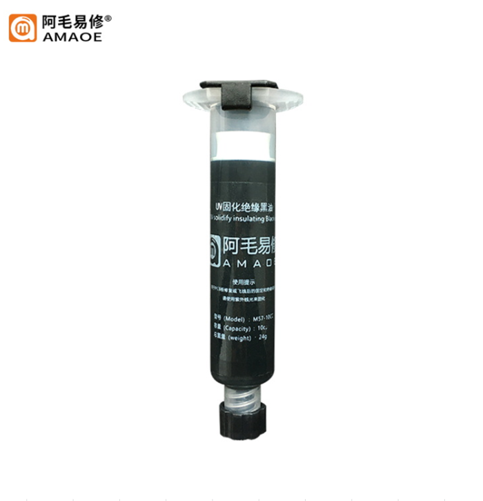 Ультрафиолетовый лак Amaoe M57-10CC маска для пайки, ремонта плат Black (24g)