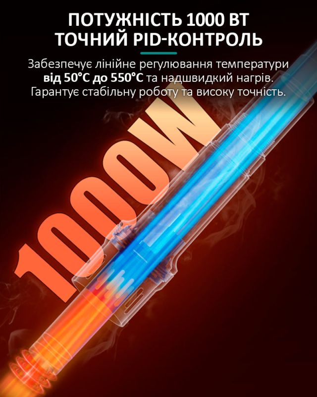 Паяльная станция Quick M7 / термофен / 3 канал памяти / 100-550°С / 50 л/мин / 1000 Вт