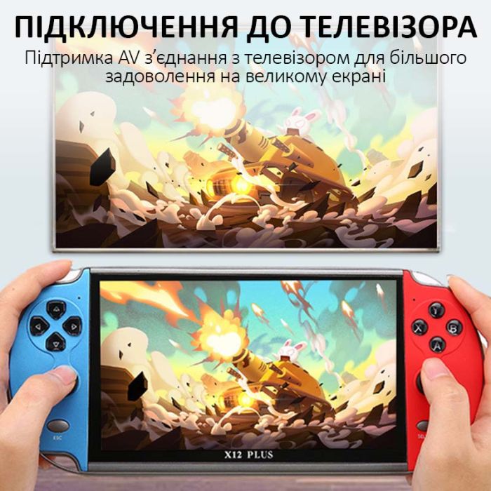 Портативная игровая приставка X12 Plus / 7'' / 16Gb / 10000+ ретро игры / подключение к TV / 2500mAh