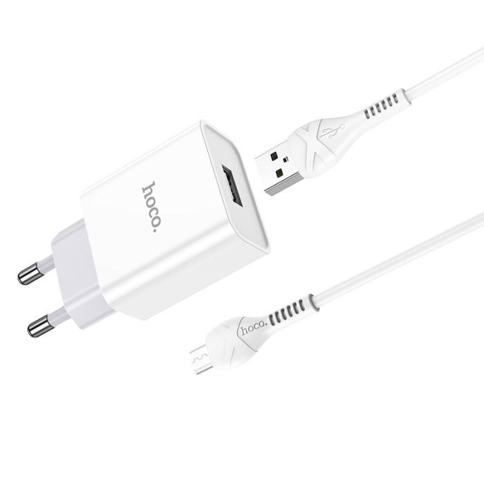 Сетевое зарядное устройство Hoco C81A 1 USB 2.1A Micro белое