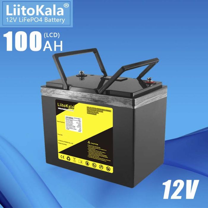 Аккумуляторная батарея LiitoKala LiFePO4 12V 100Ah, плата защиты BMS, с дисплеем LCD