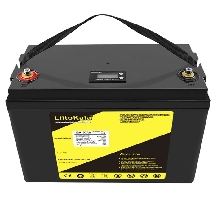 Аккумуляторная батарея LiitoKala LiFePO4 12V 100Ah, плата защиты BMS, с дисплеем LCD