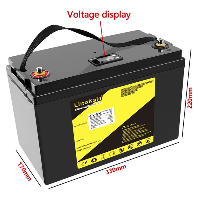 Аккумуляторная батарея LiitoKala LiFePO4 12V 100Ah, плата защиты BMS, с дисплеем LCD