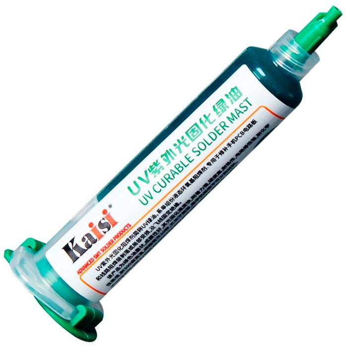 Маска для пайки ультрафиолетовая Kaisi UV Soldering Mask / лак для изоляции / шприц 10сс / Green