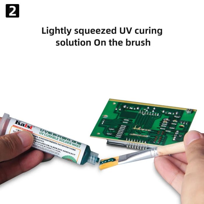 Маска для пайки ультрафиолетовая Kaisi UV Soldering Mask / лак для изоляции / шприц 10сс / Green