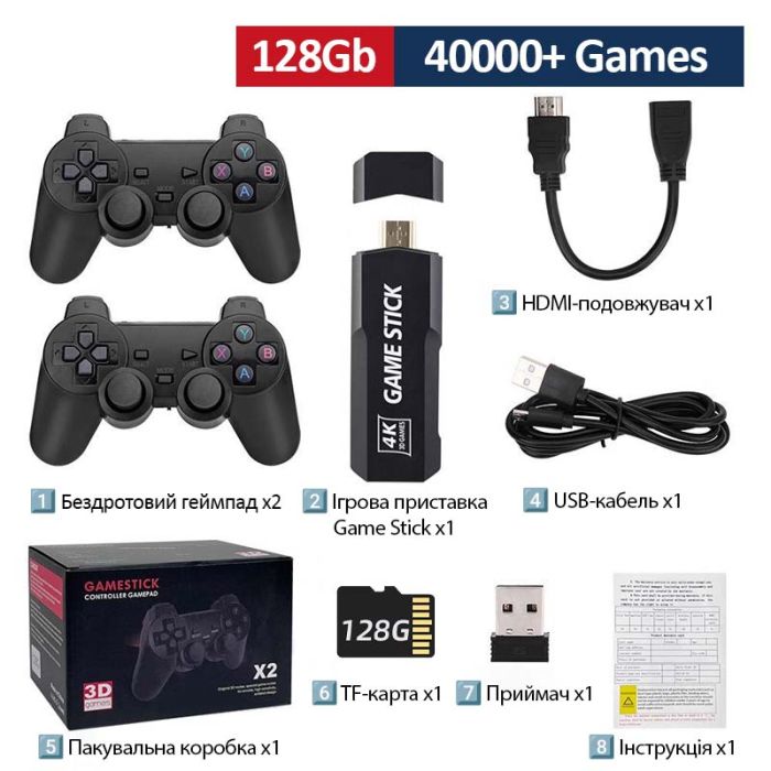 Портативная игровая приставка GD10 беспроводная, 40000 игр, 128 ГБ, 2 джойстика, ретро 8-16-32 бит, 4K, HDMI