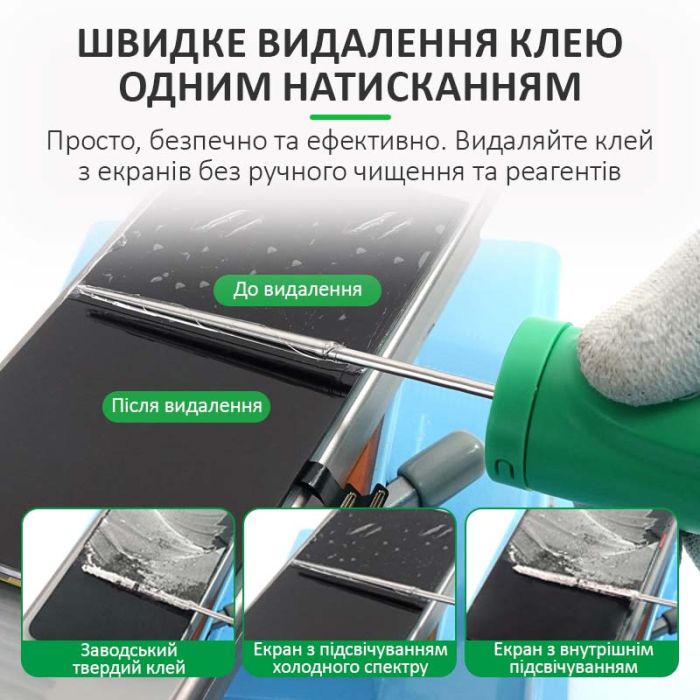 Машинка для удаления OCA клея Relife RL-056E / 6 скоростей / подсветка / Type-C
