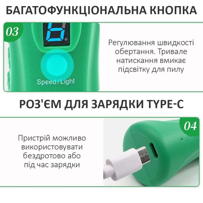 Машинка для удаления OCA клея Relife RL-056E / 6 скоростей / подсветка / Type-C