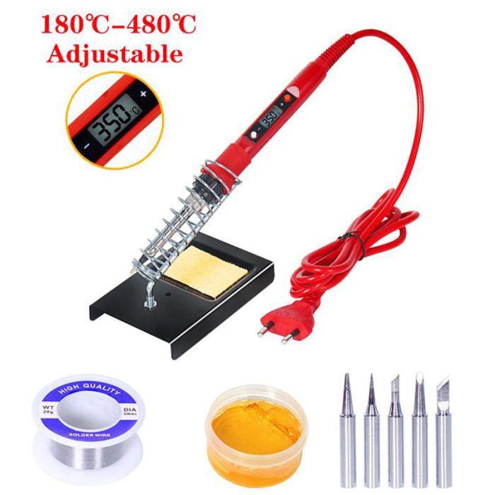 Паяльный набор в пенале / паяльник 80W 180-480°C / жала 900М / тестер / олово / канифоль / инструменты