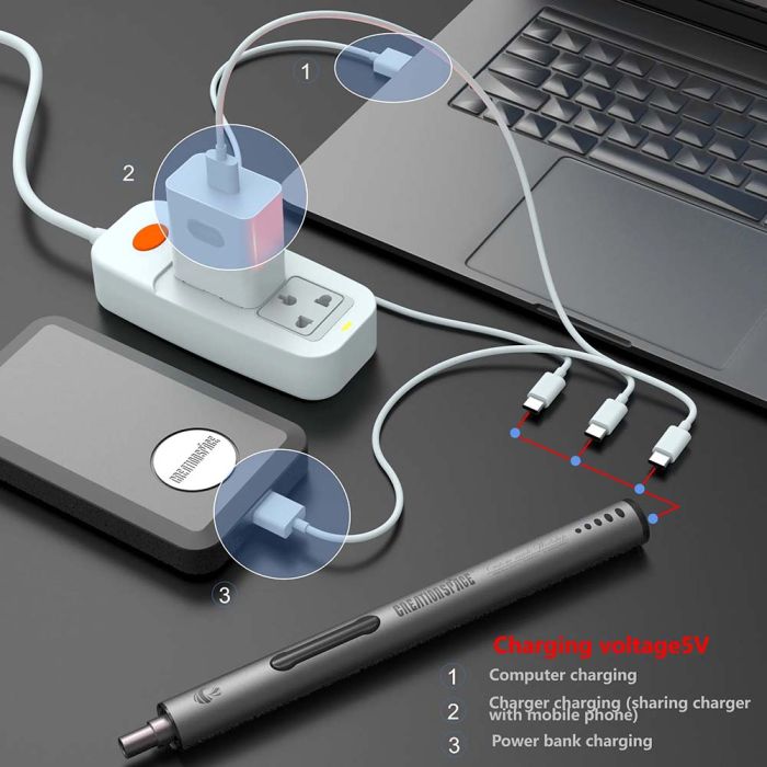 Аккумуляторная отвертка Kaisi CS02D / 20 бит / LED подсветка / намагничиватель / размагничиватель
