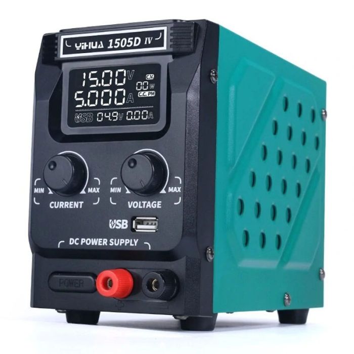 Блок питания YIHUA 1505D-IV 15V 5A, импульсный, с цифровой индикацией (V/A/W), Quick Charge 3.0