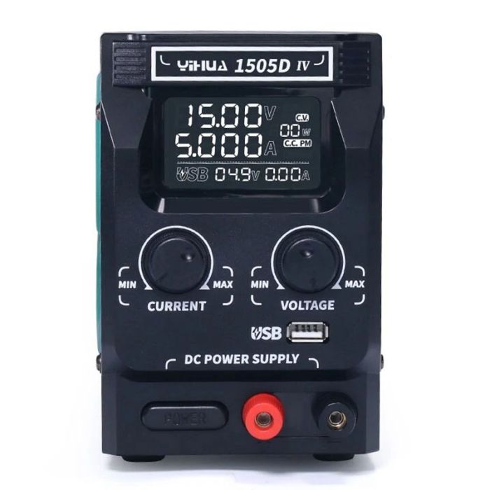 Блок питания YIHUA 1505D-IV 15V 5A, импульсный, с цифровой индикацией (V/A/W), Quick Charge 3.0