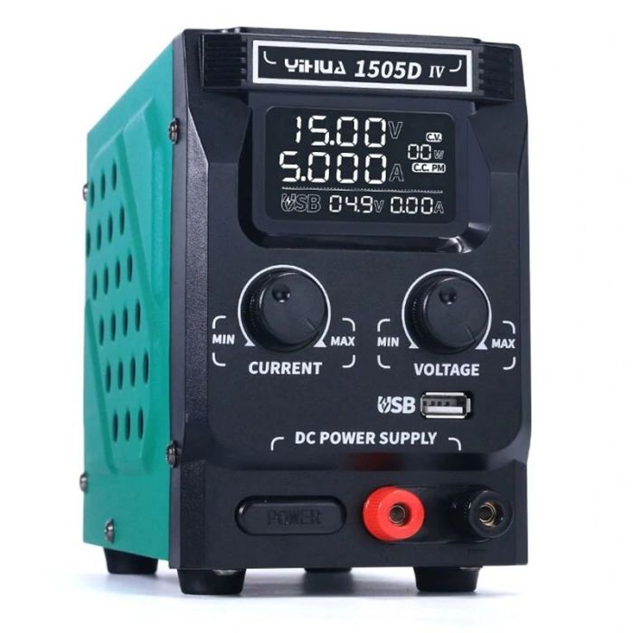 Блок питания YIHUA 1505D-IV 15V 5A, импульсный, с цифровой индикацией (V/A/W), Quick Charge 3.0