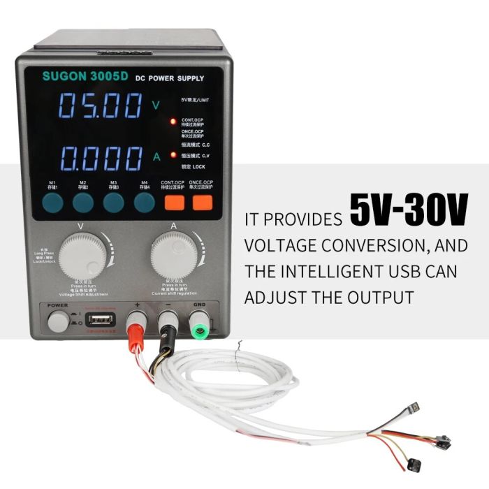 Блок питания SUGON 3005D 30V 5A, трансформаторный, цифровая индикация (V/A), USB, 4 канала памяти