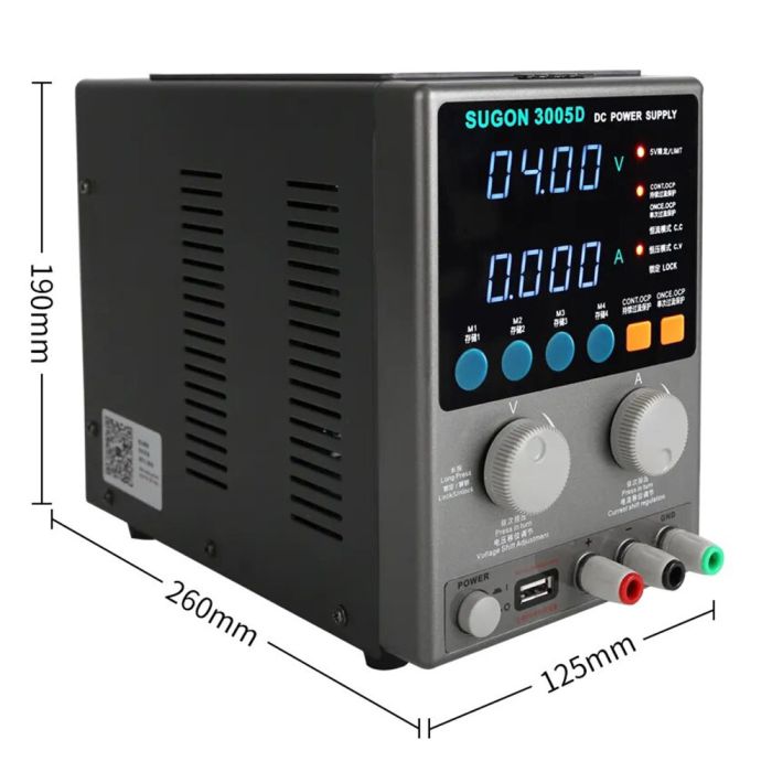 Блок питания SUGON 3005D 30V 5A, трансформаторный, цифровая индикация (V/A), USB, 4 канала памяти