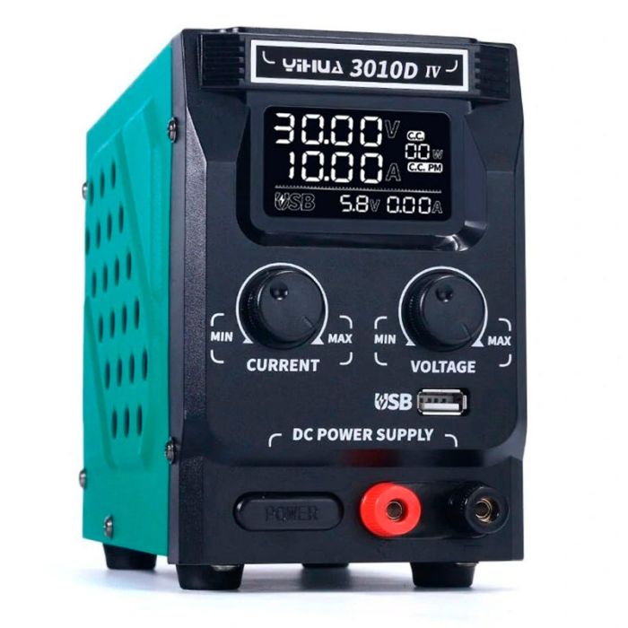 Блок питания YIHUA 3010D-IV / 30V 10A / импульсный / с цифровой индикацией (V/A/W) / Quick Charge 3.0