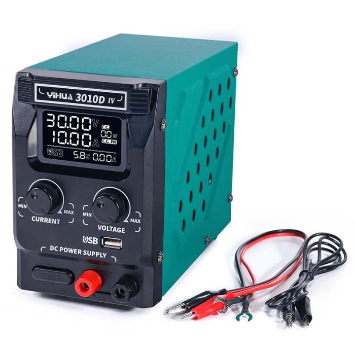 Блок питания YIHUA 3010D-IV / 30V 10A / импульсный / с цифровой индикацией (V/A/W) / Quick Charge 3.0