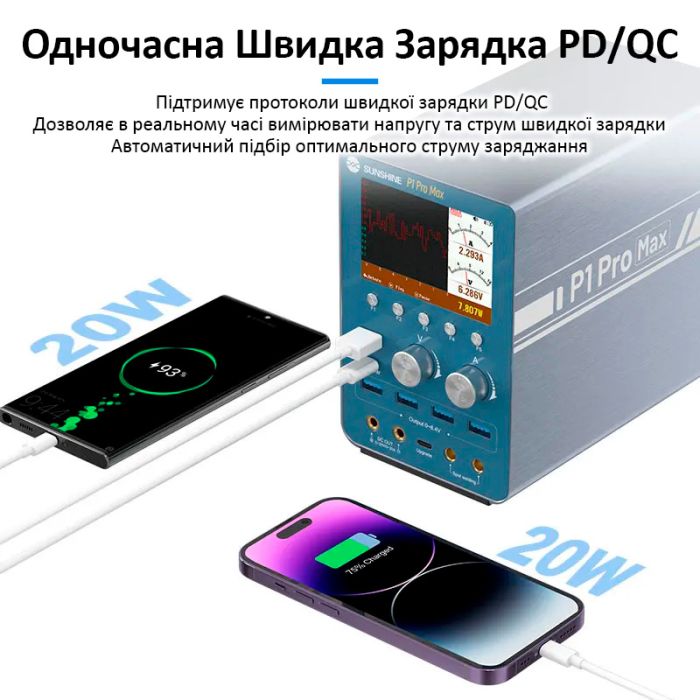 Блок питания Sunshine P1 Pro Max интеллектуальный, точечная сварка АКБ, мониторинг, QC3.0, 30В, 20А