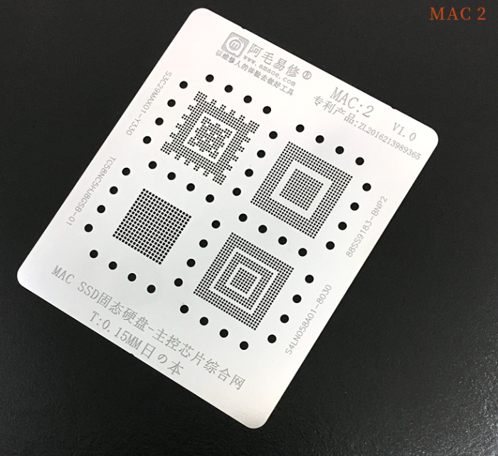 Трафарет BGA Amaoe MAC:2 для MacBook SSD S3C29MAX01-Y330, TC58NC5HJ8GSB-01 V1.0 (0.15mm)