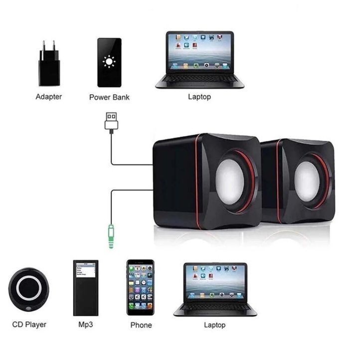 Колонки 2.0 JEDEL JD-CK4 USB+3.5mm, 2x3W, 90Hz- 20KHz, с регулятором громкости, Black, BOX
