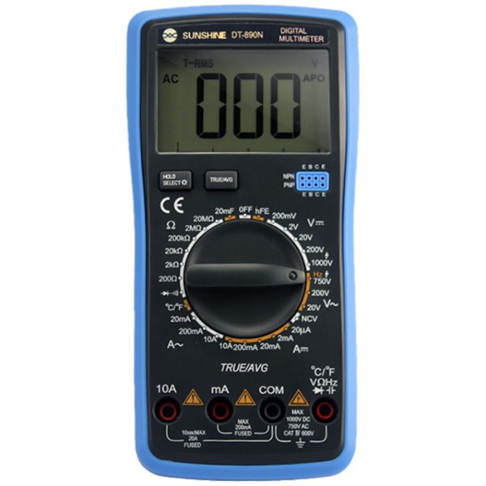 Мультиметр цифровой Sunshine DT-890N / автоотключение / True RMS