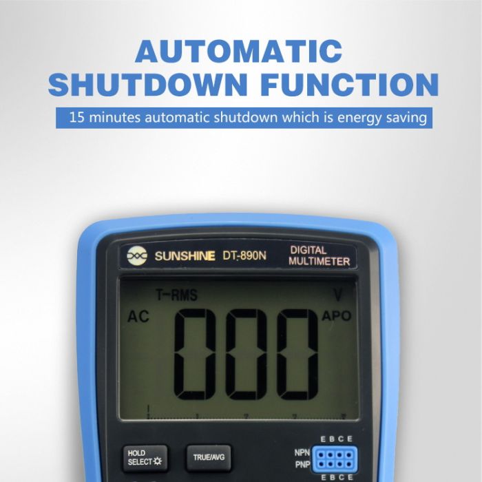 Мультиметр цифровой Sunshine DT-890N / автоотключение / True RMS