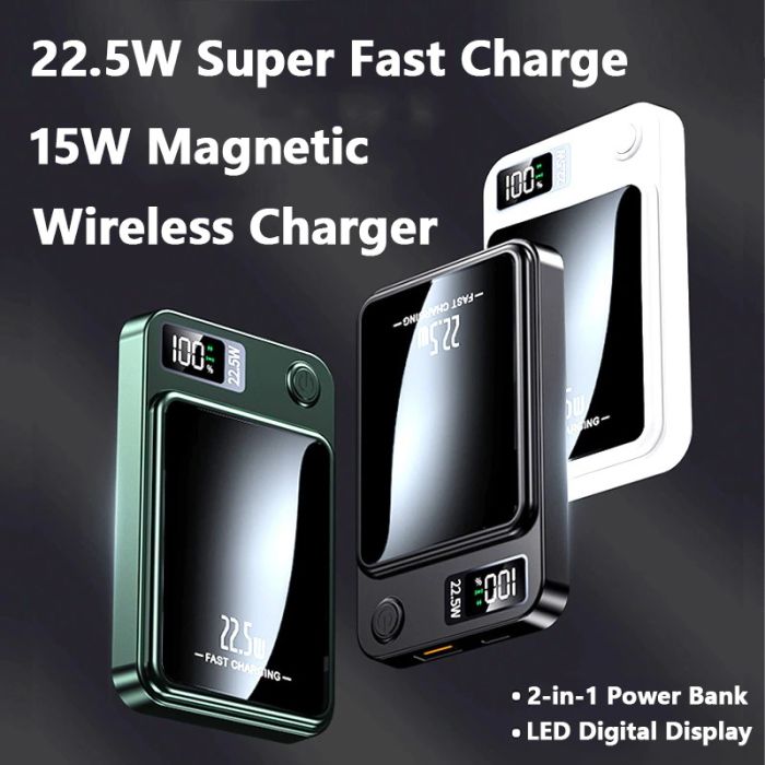 Power bank беспроводной XIYT Y211 / быстрая зарядка / Magsafe / Magnetic / 22.5W + 15W / 10000 mAh Green