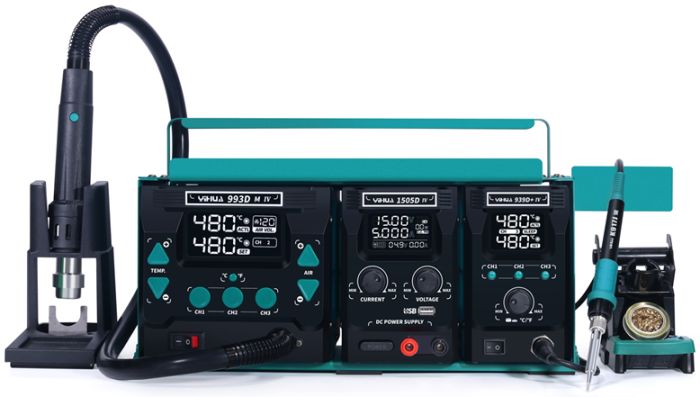 Ремонтний комплекс YIHUA 813 / 3 в 1 / паяльник 90W / фен 1000W / блок живлення 15V 5A / підставка під ноутбук