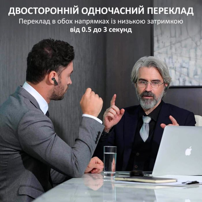 Навушники перекладач Timekettle WT2 Edge, AI двосторонній синхронний переклад, 42 мови, офлайн + онлайн Black