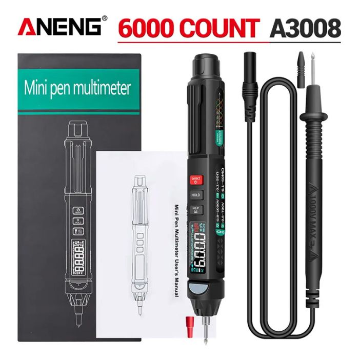 Мультиметр-ручка цифрова Aneng A3008 з РК дисплеєм / АВТО режим / ліхтарик