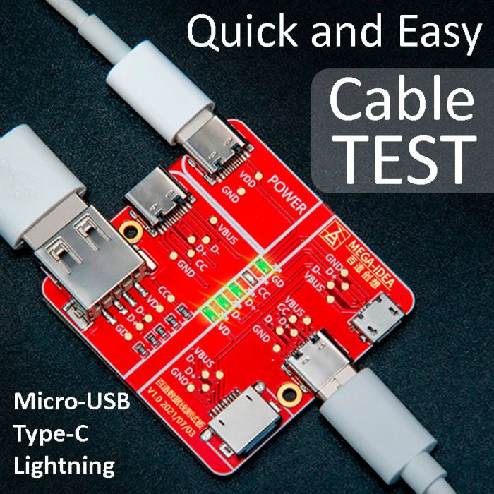 Тестер для перевірки кабелів синхронізації та зарядки Qianli USB / Micro usb / Type - С / Lightning