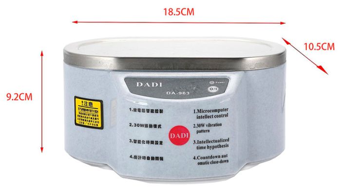 Ультразвукова ванна DADI 963 / 30W / 40kHz / пластик, металева кришка / 500 ml