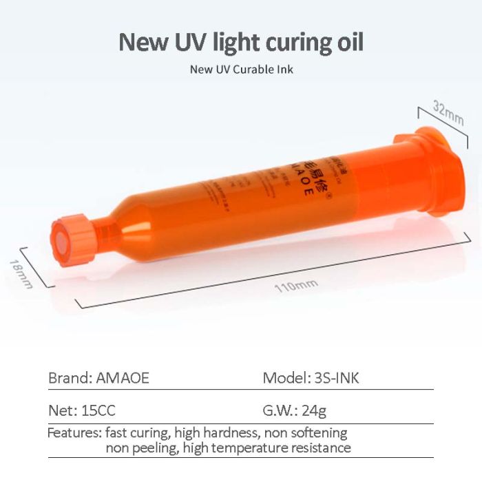 Ультрафиолетовый лак Amaoe 3S-INK-15СС, маска для ремонта плат (24g)