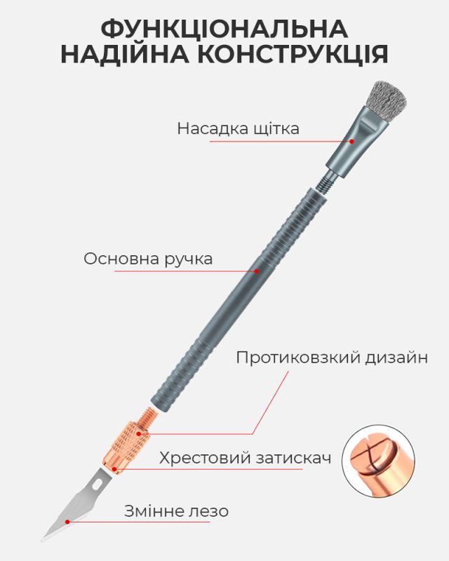Щітка двостороння TELIJIA TE-157 / з цангою та набором насадок / для ремонту плат