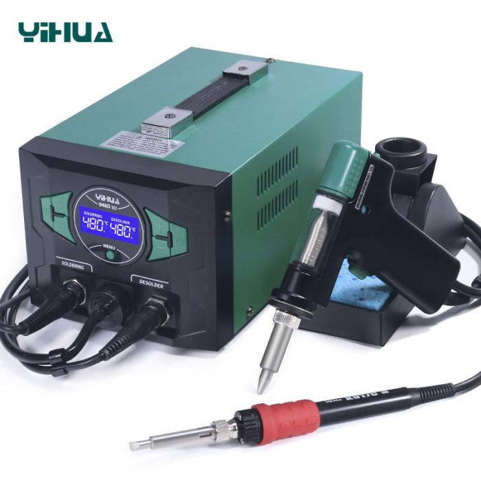 Паяльная станция 2 в 1 YIHUA 948D-III / паяльник + вакуумный оловоотсос / 200-480°C / 110 Вт