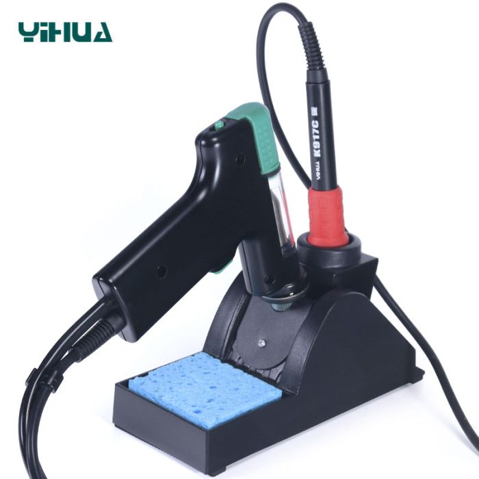 Паяльная станция 2 в 1 YIHUA 948D-III / паяльник + вакуумный оловоотсос / 200-480°C / 110 Вт
