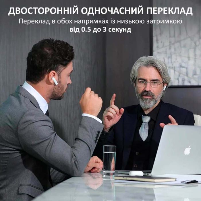 Навушники перекладач Timekettle WT2 Edge, AI двосторонній синхронний переклад, 42 мови, офлайн + онлайн White
