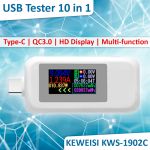 Многофункциональный USB тестер KEWEISI KWS-1902C Type-C / 10 в 1 / QC3.0 / 4-30V / 5A White