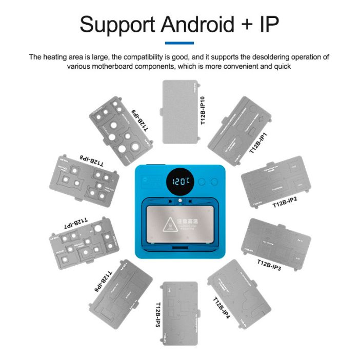 Нижній підігрів Sunshine T12B-IP9 для ремонту камери iPhone 7/8/Plus/ 11 / 12/Mini / 14/Plus/Pro/Max