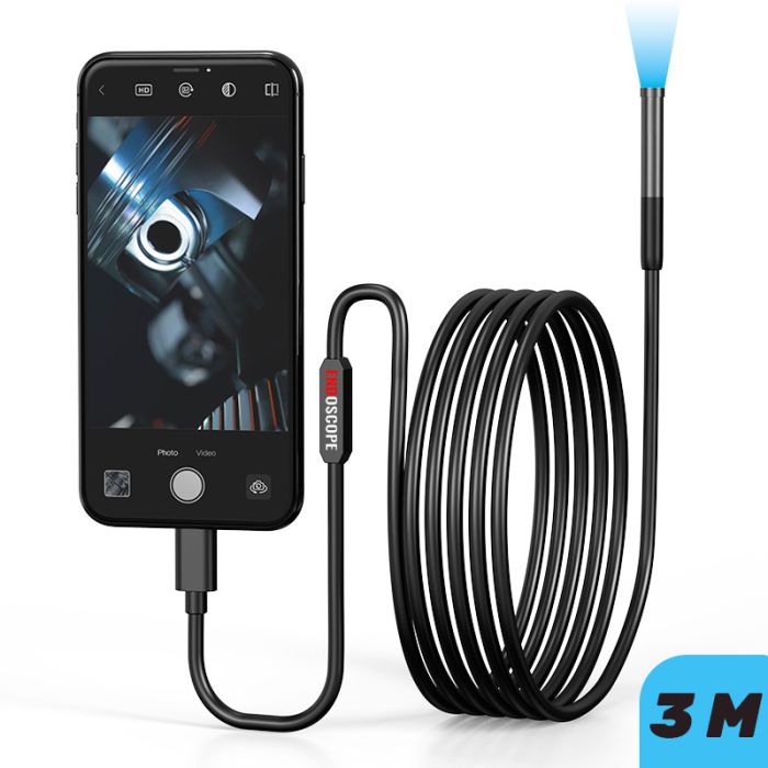 Эндоскоп WI-FI USB / 8 mm камера / подсветка / IP67 / Android IOS / OTG Type-C / Lightning 3 м