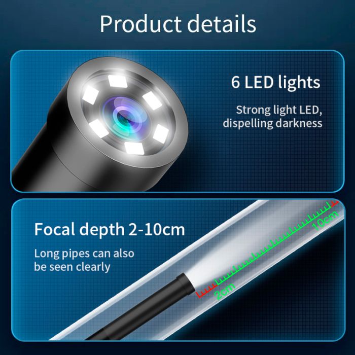 Эндоскоп WI-FI USB / 8 mm камера / подсветка / IP67 / Android IOS / OTG Type-C / Lightning 3 м